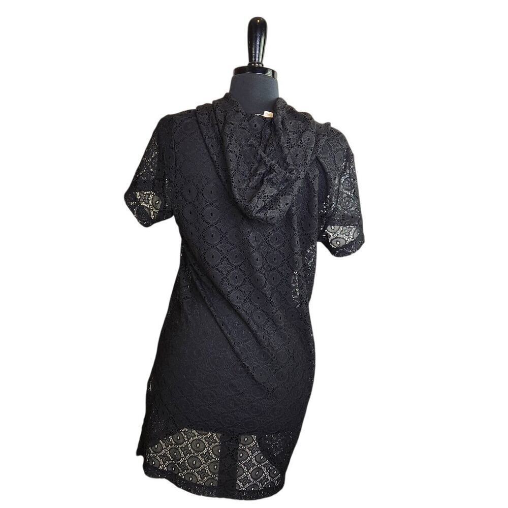 Jaclyn Smith Collection Black Lace Beach Cover Up Hooded Full Zip L - Picture 2 of 5